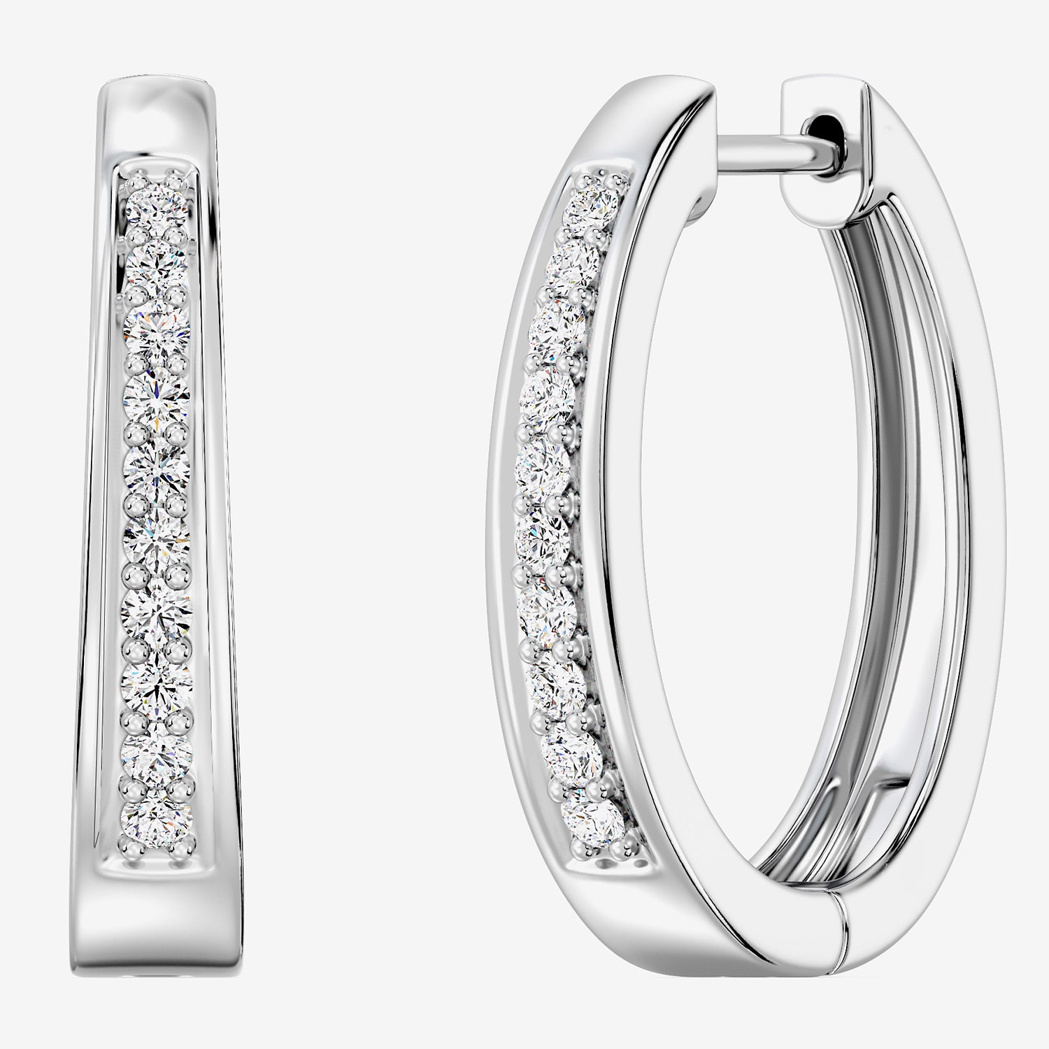 Yes, Please! (G, Si1-Si2) Womens 1/4 CT. T.W. Lab Grown White Diamond Sterling Silver 19.6mm Hoop Earrings