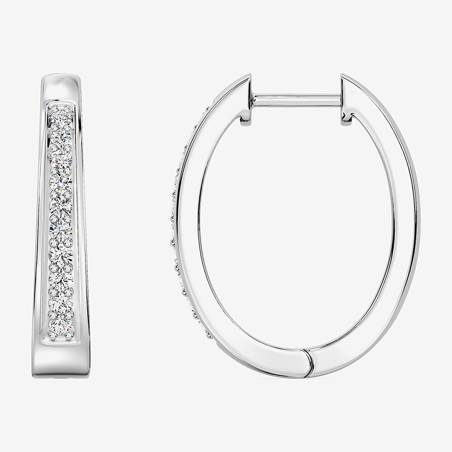 Yes, Please! (G, Si1-Si2) Womens 1/4 CT. T.W. Lab Grown White Diamond Sterling Silver 19.6mm Hoop Earrings