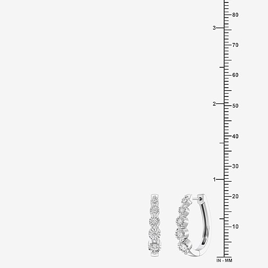 Yes, Please! (G/Si1-Si2) Womens 1/4 CT. T.W. Lab Grown White Diamond Sterling Silver 19.9mm Hoop Earrings
