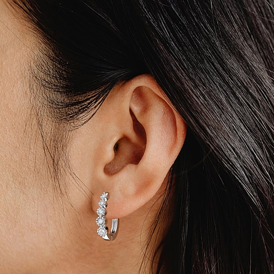 Yes, Please! (G/Si1-Si2) Womens 1/4 CT. T.W. Lab Grown White Diamond Sterling Silver 19.9mm Hoop Earrings