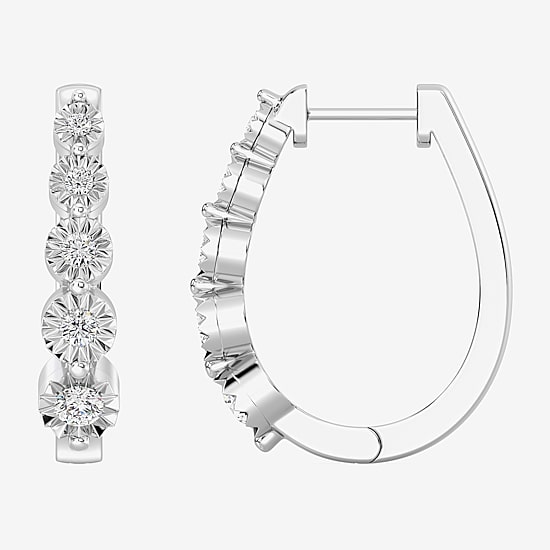 Yes, Please! (G/Si1-Si2) Womens 1/4 CT. T.W. Lab Grown White Diamond Sterling Silver 19.9mm Hoop Earrings