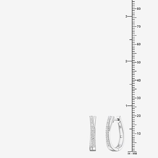Yes, Please! (G, Si1-Si2) Womens 1/4 CT. T.W. Lab Grown White Diamond Sterling Silver 19.2mm Hoop Earrings