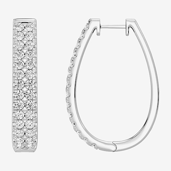 F/ Si1-Si2 Womens 2 CT. T.W. Lab Grown White Diamond Sterling Silver 29.1mm Round Hoop Earrings