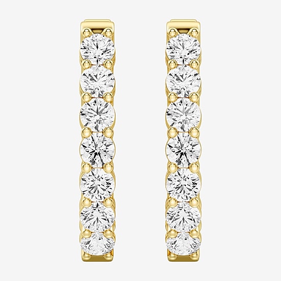 (F, Si1-Si2) Womens 2 CT. T.W. Lab Grown White Diamond 14K Gold Over Silver 23.4mm Hoop Earrings