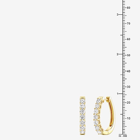 (F, Si1-Si2) Womens 2 CT. T.W. Lab Grown White Diamond 14K Gold Over Silver 23.4mm Hoop Earrings