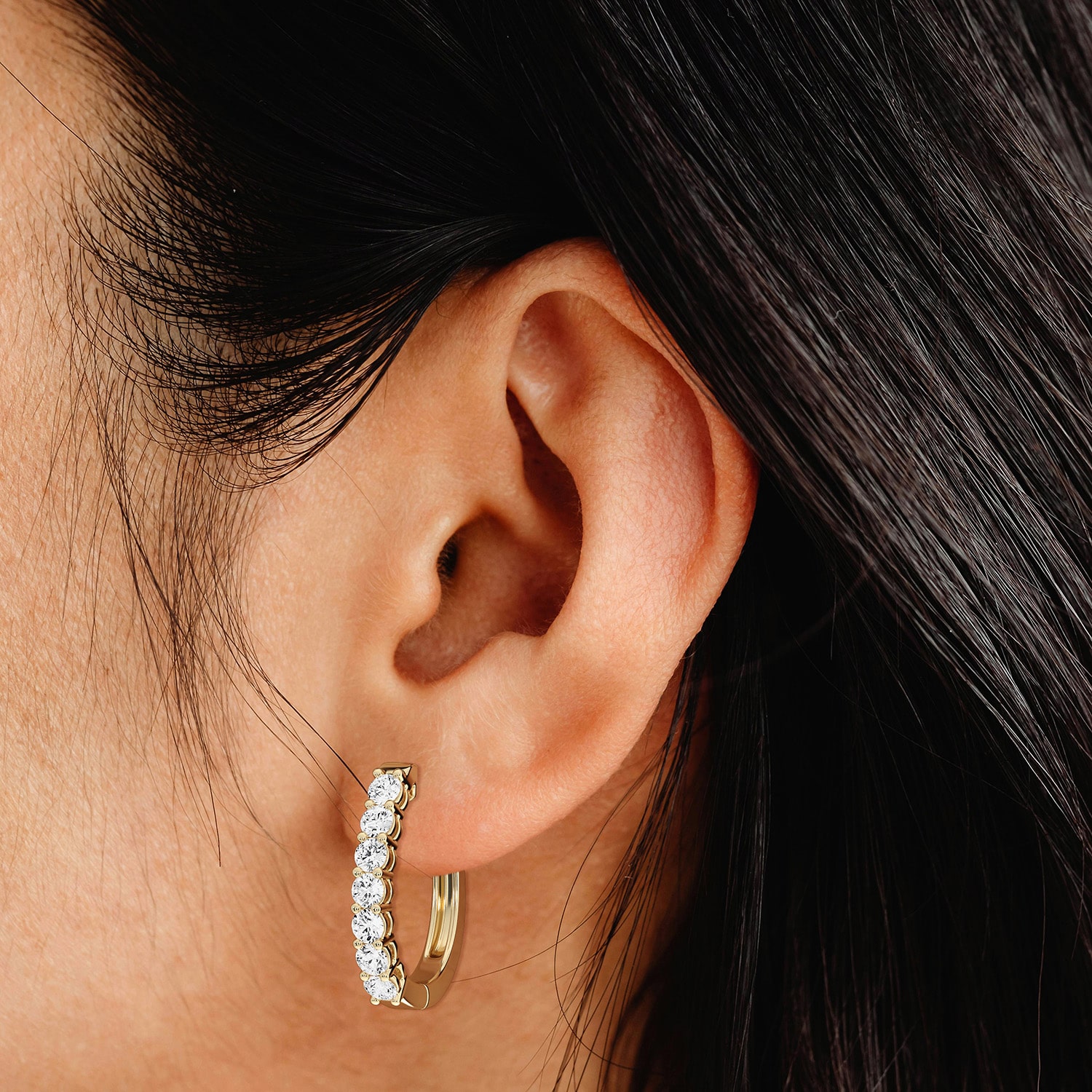 (F, Si1-Si2) Womens 2 CT. T.W. Lab Grown White Diamond 14K Gold Over Silver 23.4mm Hoop Earrings