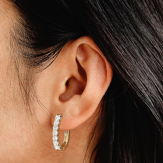 (F, Si1-Si2) Womens 2 CT. T.W. Lab Grown White Diamond 14K Gold Over Silver 23.4mm Hoop Earrings
