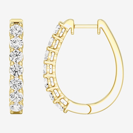 (F, Si1-Si2) Womens 2 CT. T.W. Lab Grown White Diamond 14K Gold Over Silver 23.4mm Hoop Earrings