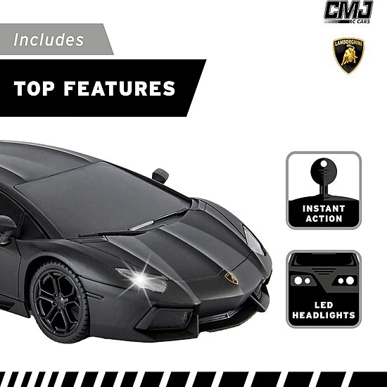 CMJ RC CARS Lamborghini Lp700-4 Black Licensed 1:24 Scale 2-pc. Car
