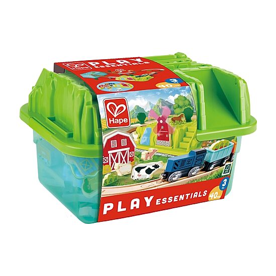 Hape Wooden Set With Plastic Tracks And Farm Accessories 40-pc. Train