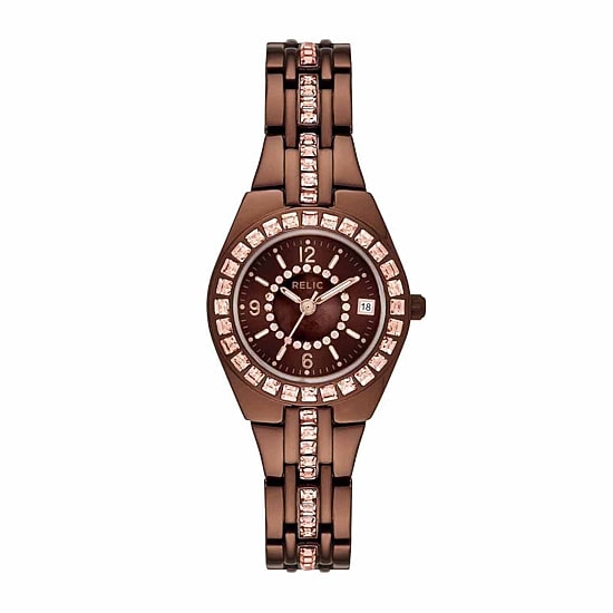 Relic By Fossil Womens Brown Bracelet Watch Zr12195