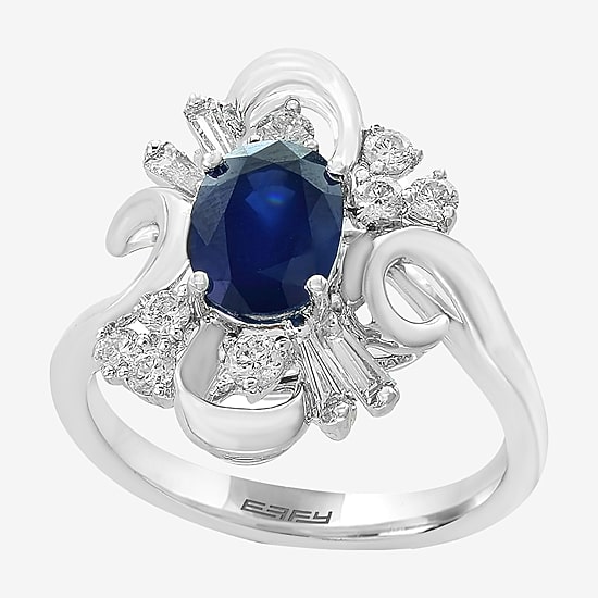 LIMITED QUANTITIES! Effy Final Call Womens Genuine Blue Sapphire & 1/2 CT. T.W. Genuine Diamond 14K White Gold Cocktail Ring