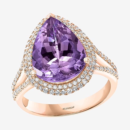 LIMITED QUANTITIES! Effy Final Call Womens Genuine Purple Amethyst 14K Rose Gold Cocktail Ring