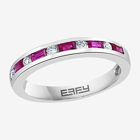 LIMITED QUANTITIES! Effy Final Call Womens Genuine Red Ruby 18K Gold Stackable Ring