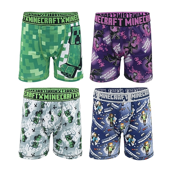 Little & Big Kid Boys Minecraft 4 Pack Boxer Briefs Babp2439