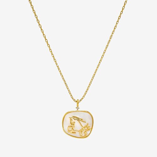 Sparkle Allure Zodiac Womens Cubic Zirconia 14K Gold Over Brass 16 Inch Pendant Necklace, One Size, Capricorn
