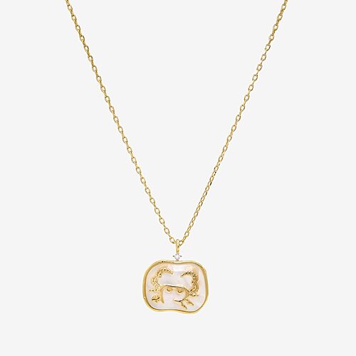 Sparkle Allure Zodiac Womens Cubic Zirconia 14K Gold Over Brass 16 Inch Pendant Necklace, One Size, Cancer