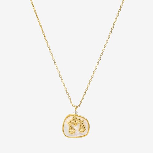 Sparkle Allure Zodiac Womens Cubic Zirconia 14K Gold Over Brass 16 Inch Pendant Necklace, One Size, Libra