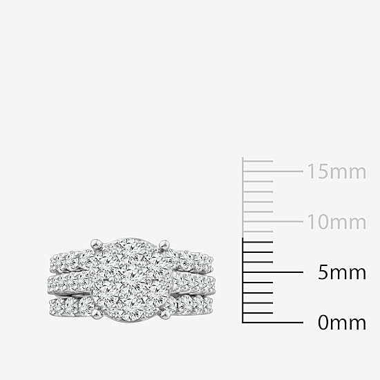 Round 4 CT.T.W. Natural Diamond Side Stone Bridal Set in 10K or 14K White Gold