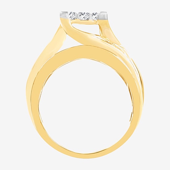 3 CT.T.W. Natural Diamond Side Stone Engagement Ring in 10K or 14K Gold