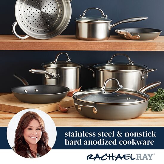 Rachael Ray Professional Stainless Steel 11-pc. Cookware Set