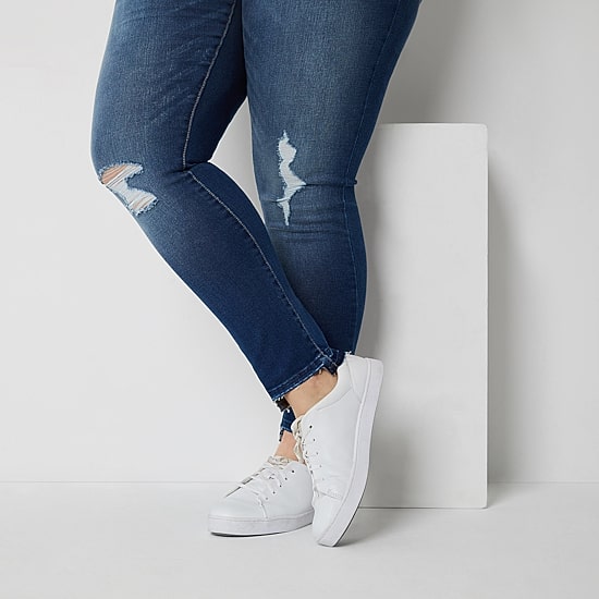 A.N.A Womens Plus High Rise Ripped Stretch Fabric Skinny Fit Jegging Jean