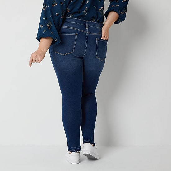 A.N.A Womens Plus High Rise Ripped Stretch Fabric Skinny Fit Jegging Jean