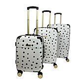 Jenni Chan Polka Dot 3-pc. Hardside Luggage Set, Color: White