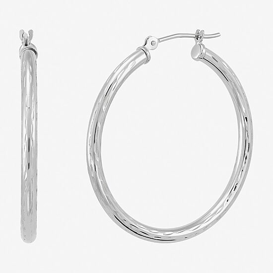 Womens 10K Gold 30mm Round Hoop Earrings
