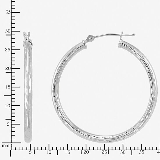 Womens 10K Gold 30mm Round Hoop Earrings