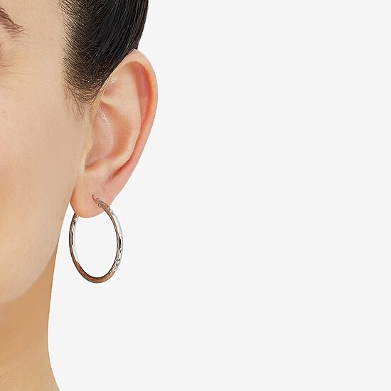 Womens 10K Gold 30mm Round Hoop Earrings