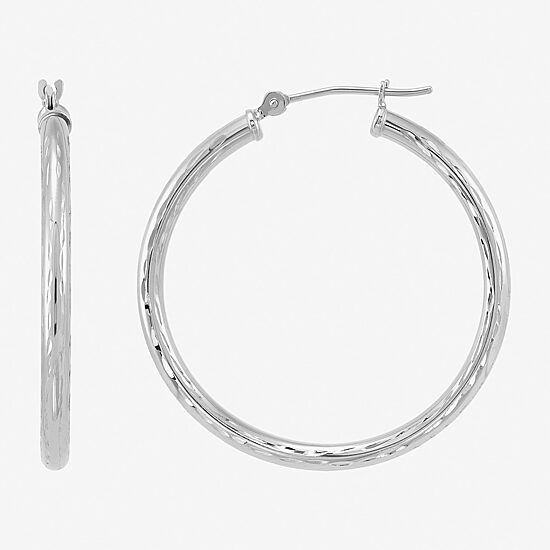 Womens 10K Gold 30mm Round Hoop Earrings