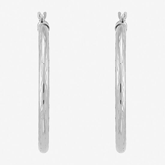 Womens 10K Gold 30mm Round Hoop Earrings