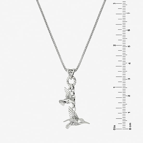 Bali Inspired Womens Sterling Silver Hummingbird Pendant Necklace