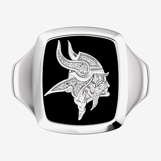 True Fans Fine Jewelry Mens Diamond Accent Genuine Black Onyx Sterling Silver Fashion Ring