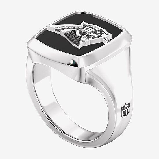 True Fans Fine Jewelry Mens Diamond Accent Genuine Black Onyx Sterling Silver Fashion Ring