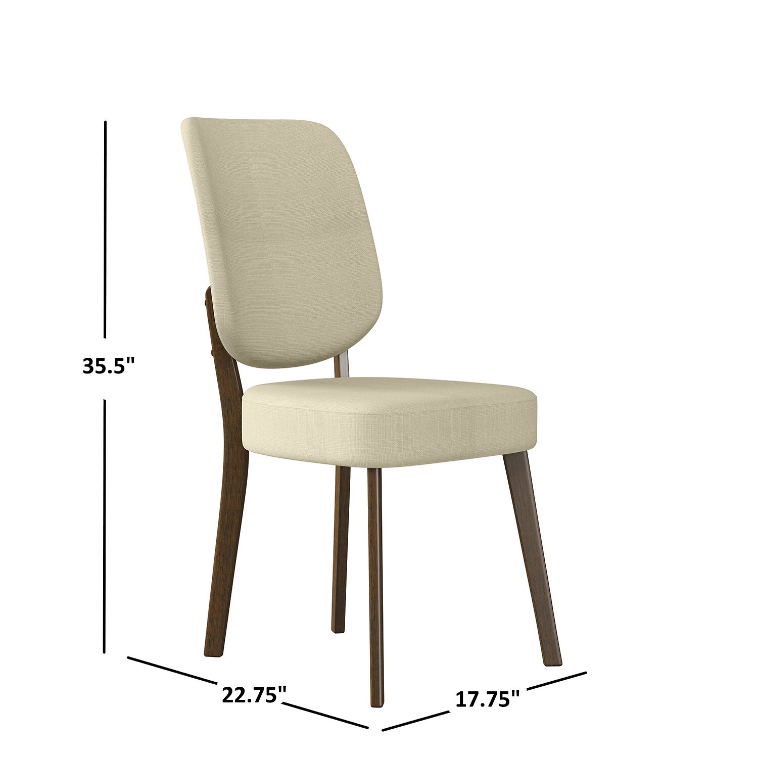 Breuer Mid-Century Modern Armless Dining Chairs Linen -Set of 2