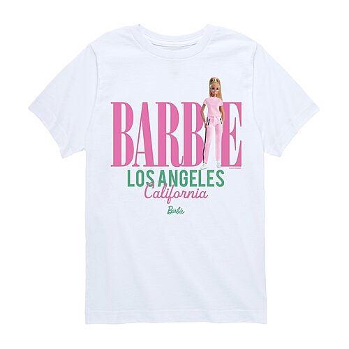 Big Kid Girls Crew Neck Short Sleeve Barbie T-Shirt, Medium, White