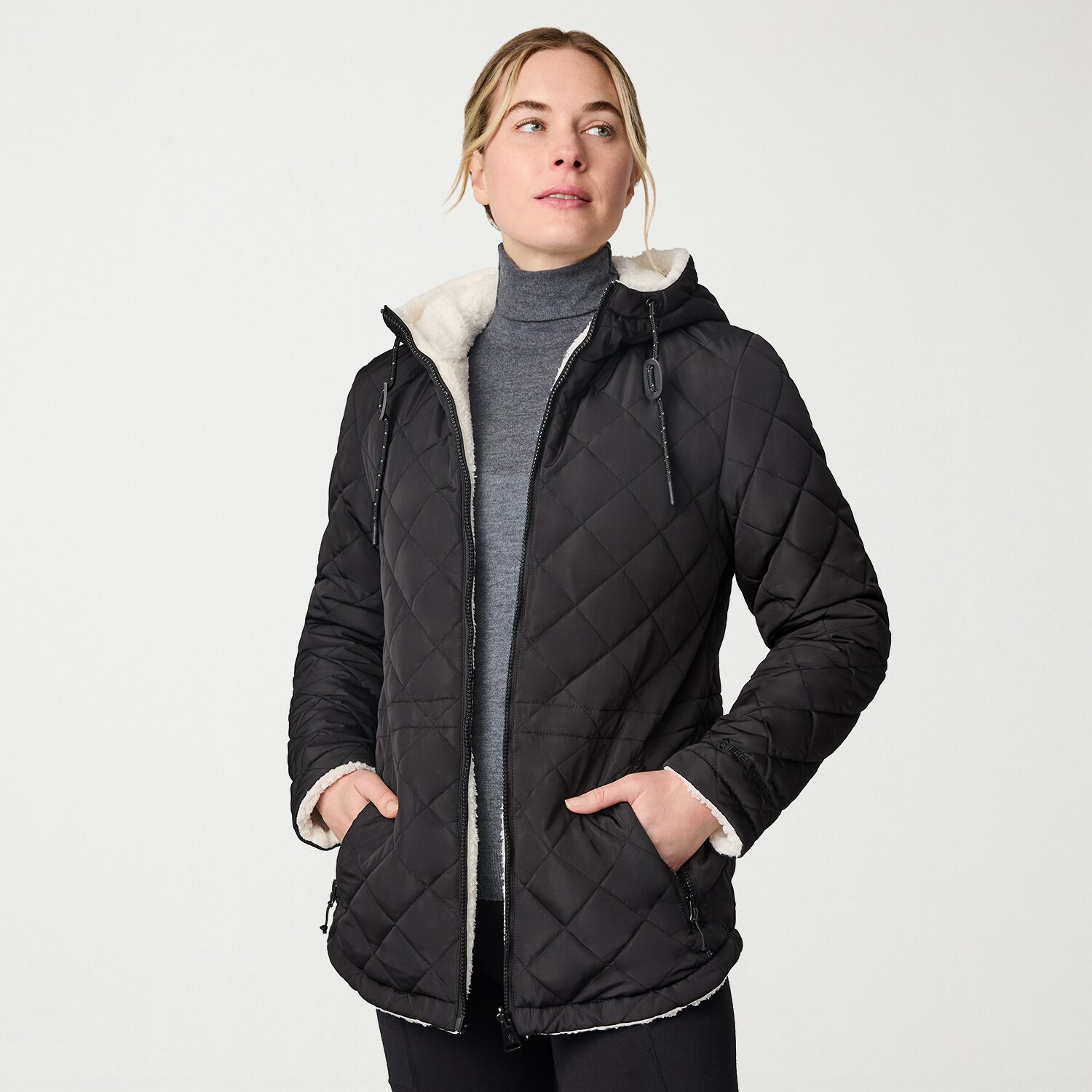 Free Country Womens Hooded Reversible Midweight Quilted Jacket