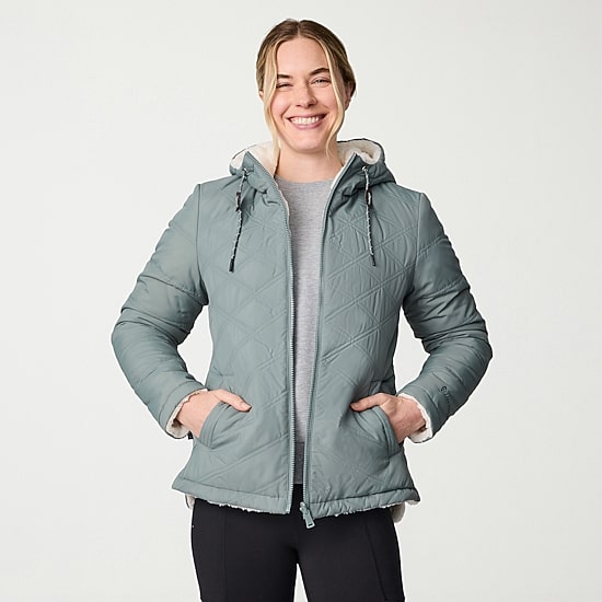 Free Country Womens Hooded Reversible Midweight Quilted Jacket