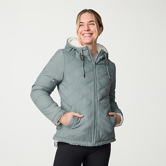 Free Country Womens Hooded Reversible Midweight Quilted Jacket