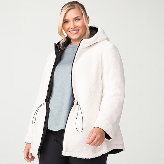 Free Country Womens Hooded Reversible Midweight Plus Quilted Jacket