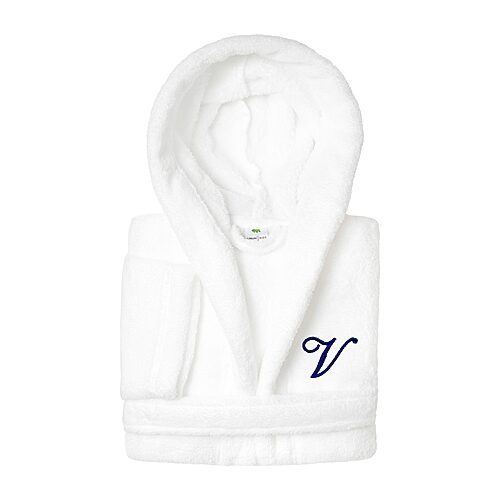 Linum Home Textiles Personalized Kids Bathrobe Little & Big Kid Unisex Long Length Long Sleeve Robe, Small, White