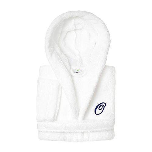 Linum Home Textiles Personalized Kids Bathrobe Little & Big Kid Unisex Long Length Long Sleeve Robe, Small, White