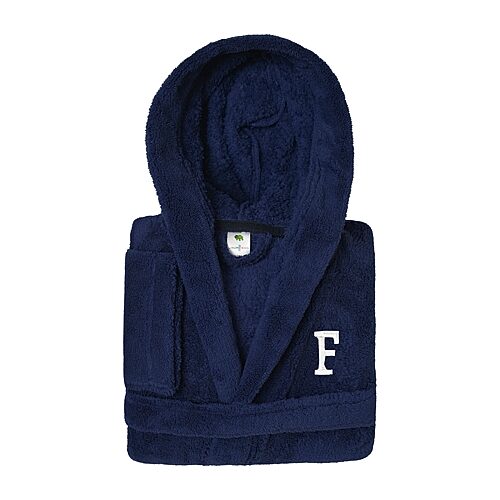 Linum Home Textiles Personalized Kids Bathrobe Little & Big Kid Unisex Long Length Long Sleeve Robe, Small, Blue