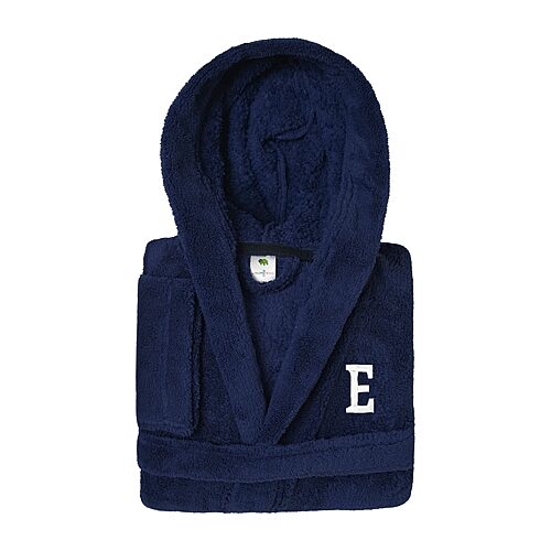 Linum Home Textiles Personalized Kids Bathrobe Little & Big Kid Unisex Long Length Long Sleeve Robe, Small, Blue