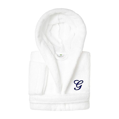 Linum Home Textiles Personalized Kids Bathrobe Little & Big Kid Unisex Long Length Long Sleeve Robe, Small, White