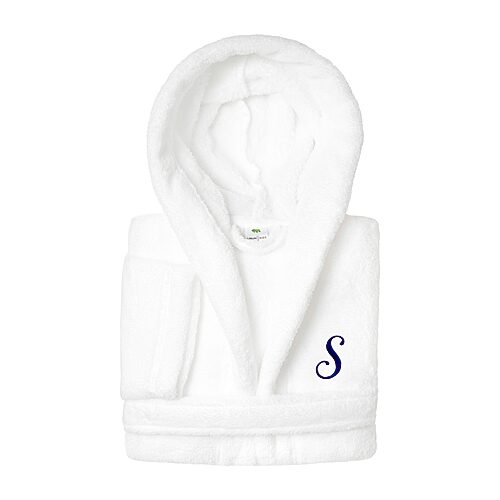 Linum Home Textiles Personalized Kids Bathrobe Little & Big Kid Unisex Long Length Long Sleeve Robe, Small, White