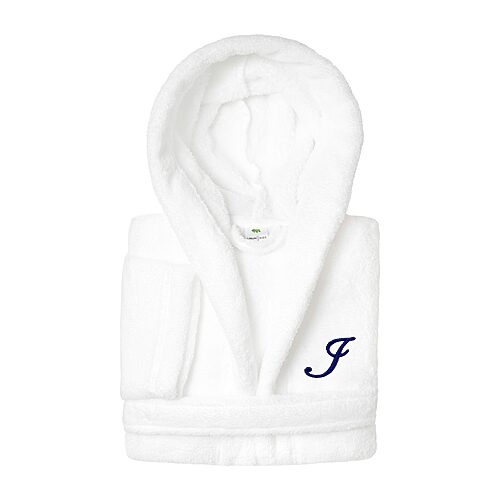 Linum Home Textiles Personalized Kids Bathrobe Little & Big Kid Unisex Long Length Long Sleeve Robe, Small, White