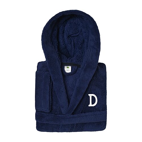 Linum Home Textiles Personalized Kids Bathrobe Little & Big Kid Unisex Long Length Long Sleeve Robe, Small, Blue